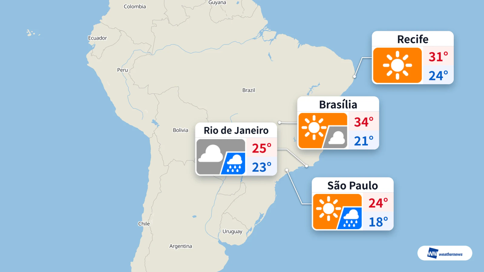 Aujourd’hui : pluie l’après-midi à São Paulo et chaleur sèche à Brasília
