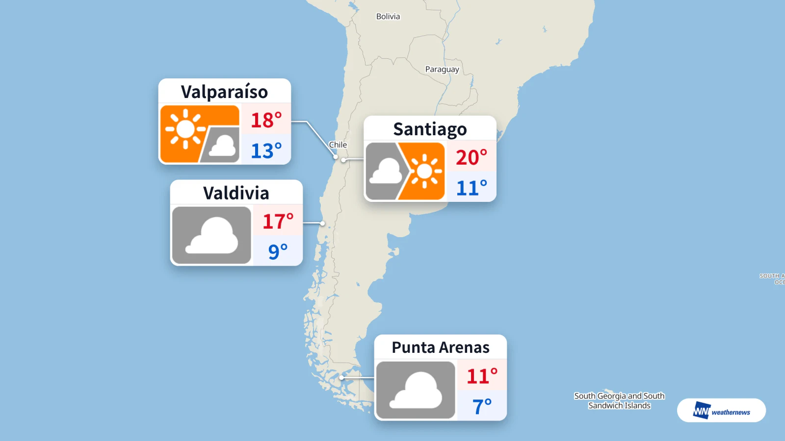 Pronóstico de hoy: Santiago arranca nublado y llega a 20 °C con sol