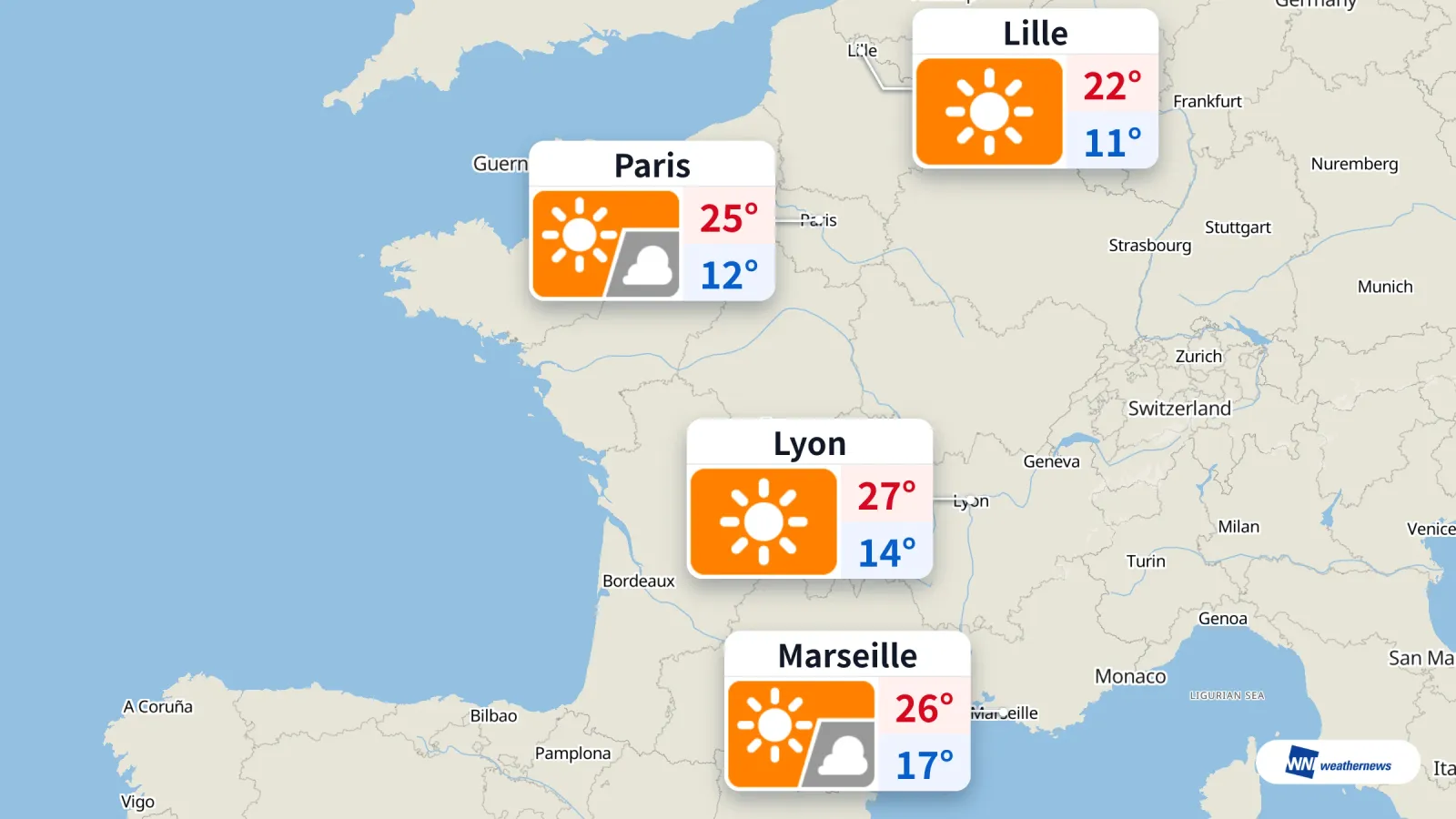Cuaca Hari Ini: Cerah dengan Suhu Nyaman di Paris, 27 °C di Lyon