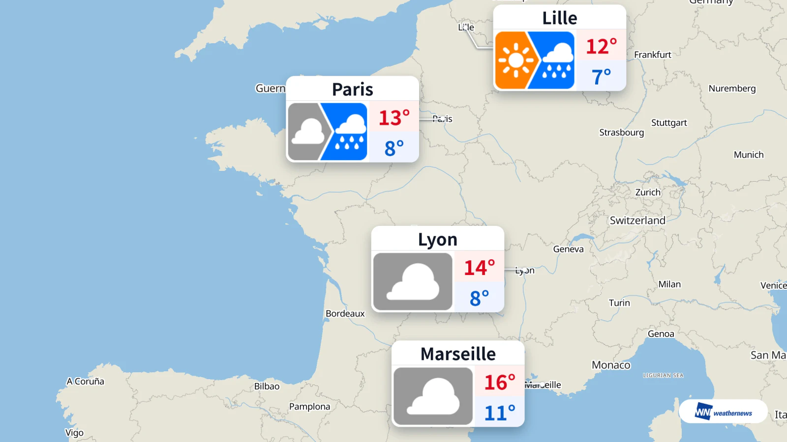 Cuaca hari ini: hujan di Paris dan Lille, berawan di selatan