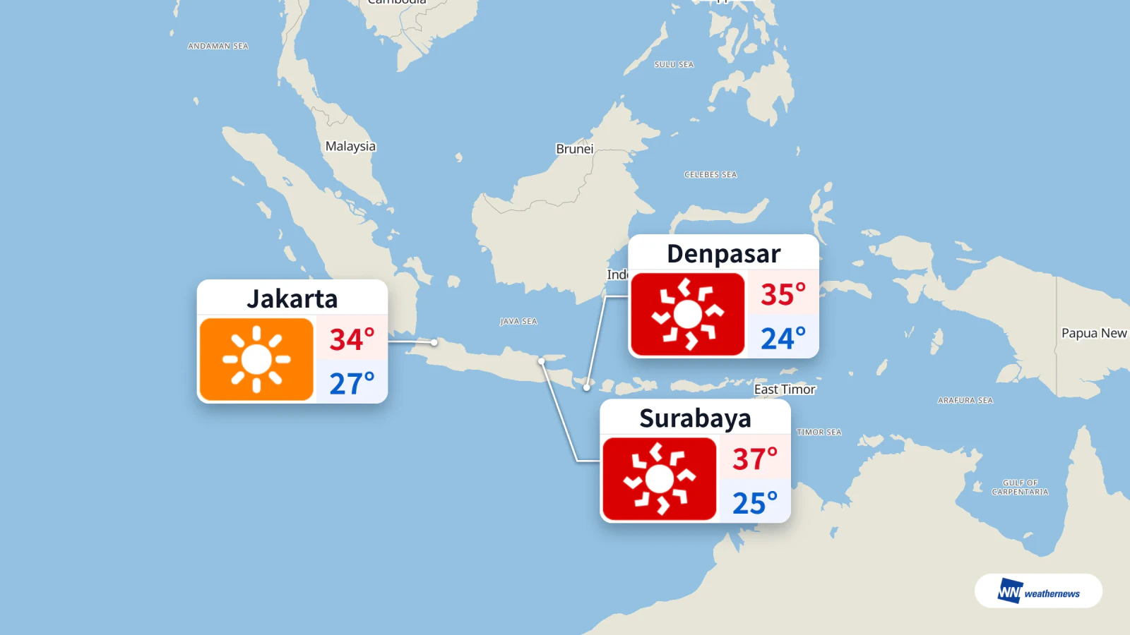 Cuaca Hari Ini: Surabaya 37 °C, Udara Jakarta 06.00 Tercemar Berat