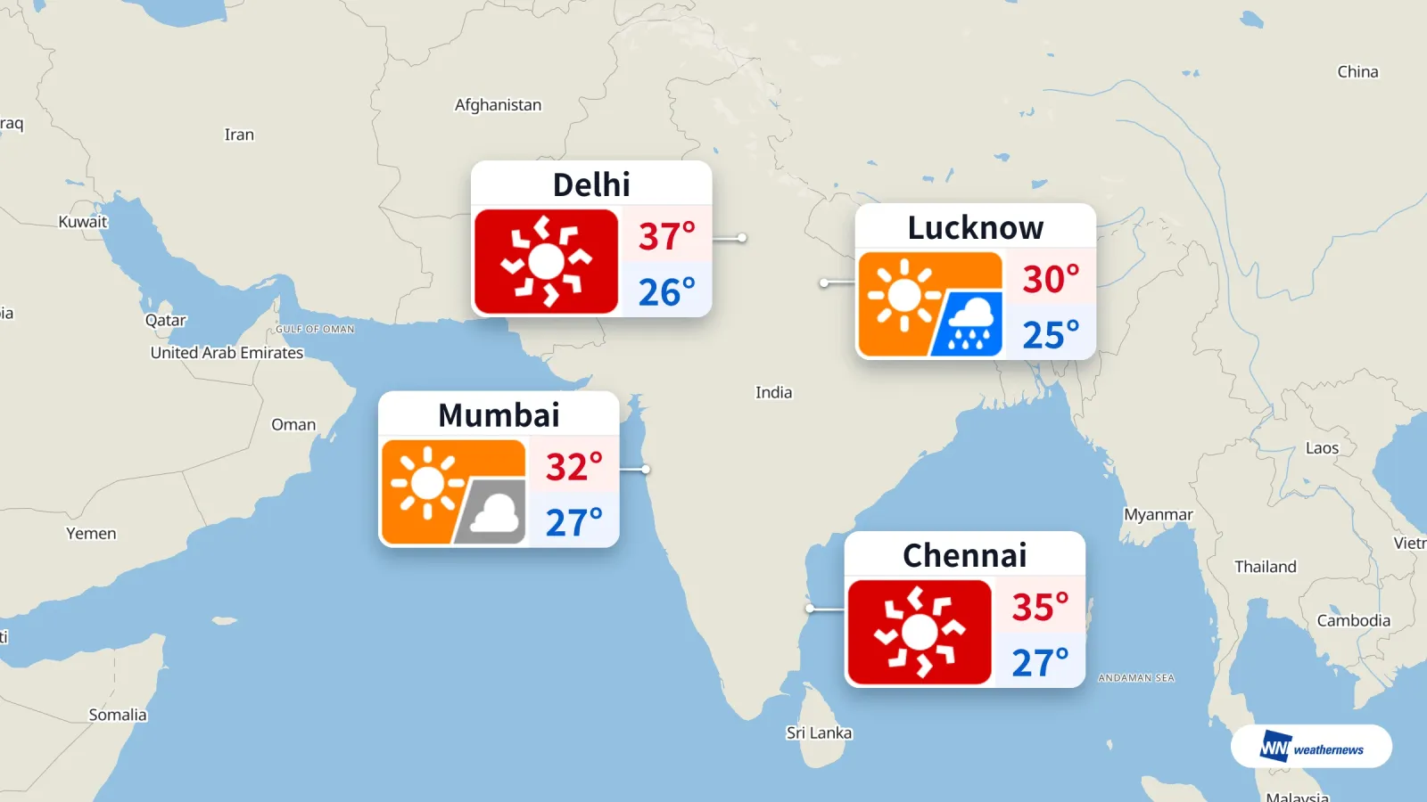 Météo du jour : chaleur extrême à Delhi, risque de pluie à Lucknow