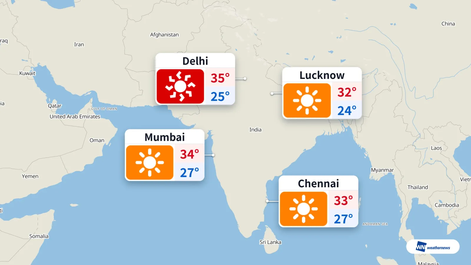 Hoy: aire muy contaminado en Delhi y estrés térmico en Mumbai y Chennai