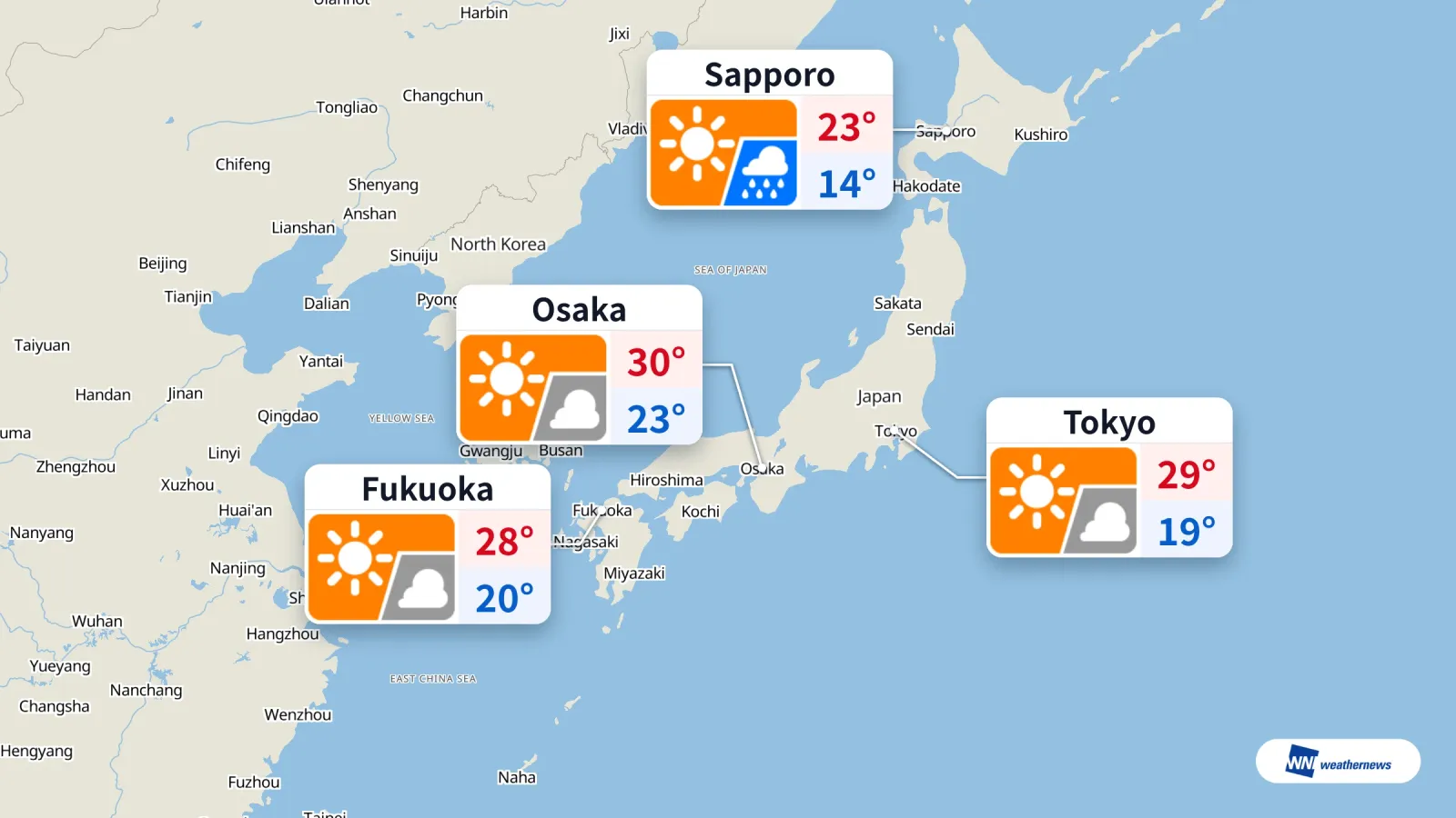 Tokyo Cerah dan Hangat Hari Ini, Hujan Diperkirakan di Sapporo