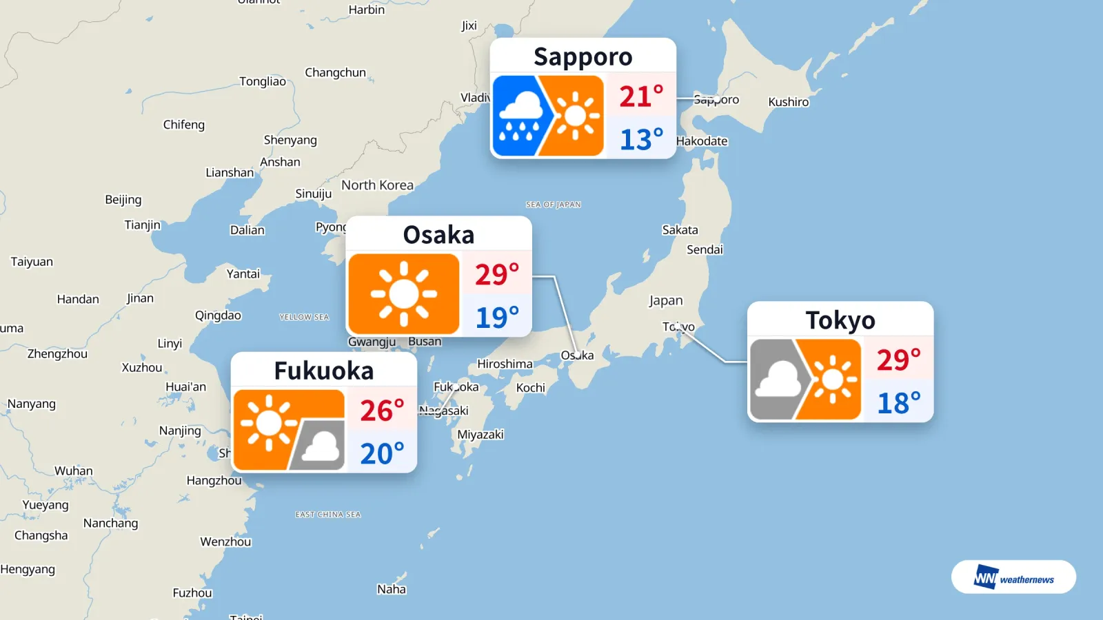 Ramalan Hari Ini: Cerah dan Hangat di Tokyo, Hujan di Sapporo