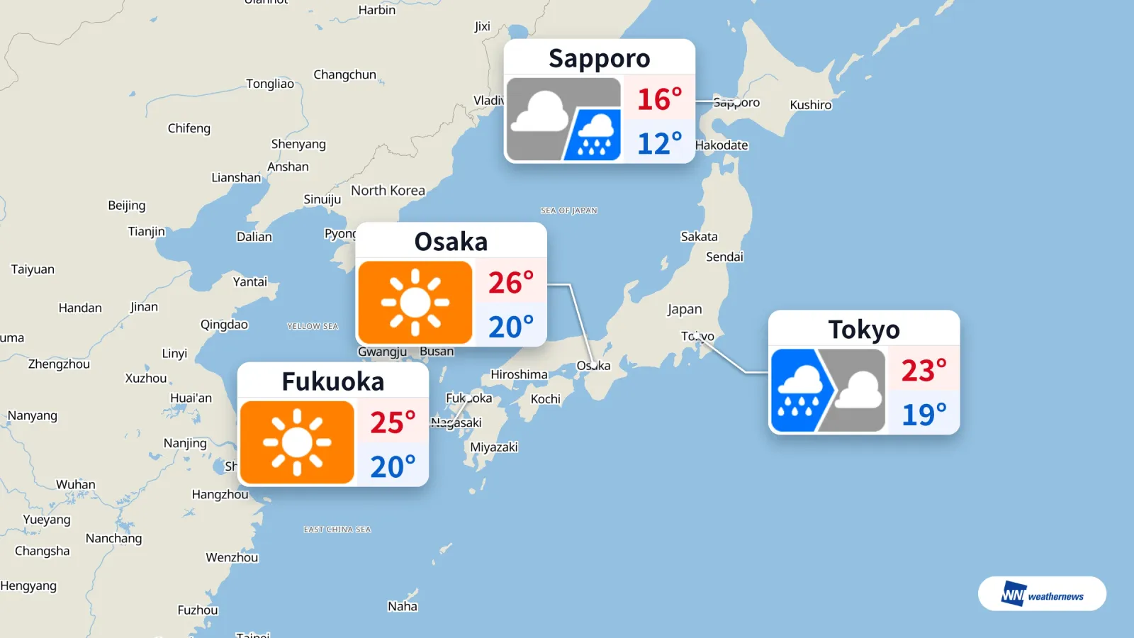 Cuaca Hari Ini: Hujan di Tokyo, Hujan Sesekali di Sapporo, Cerah di Osaka