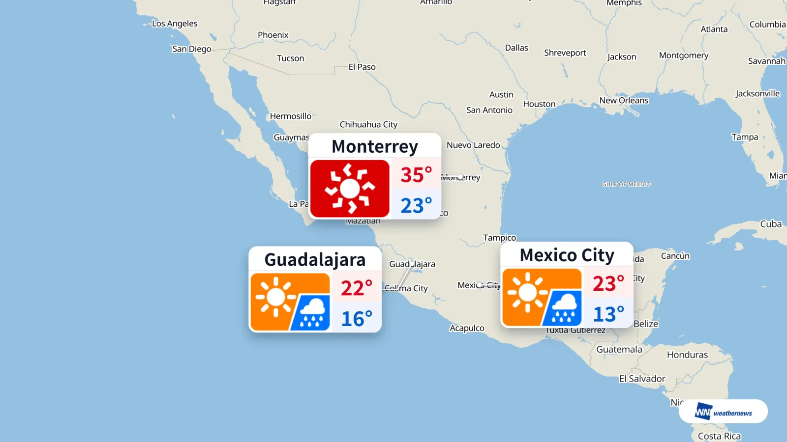 Sol, lluvia y calor extremo en CDMX, Guadalajara y Monterrey