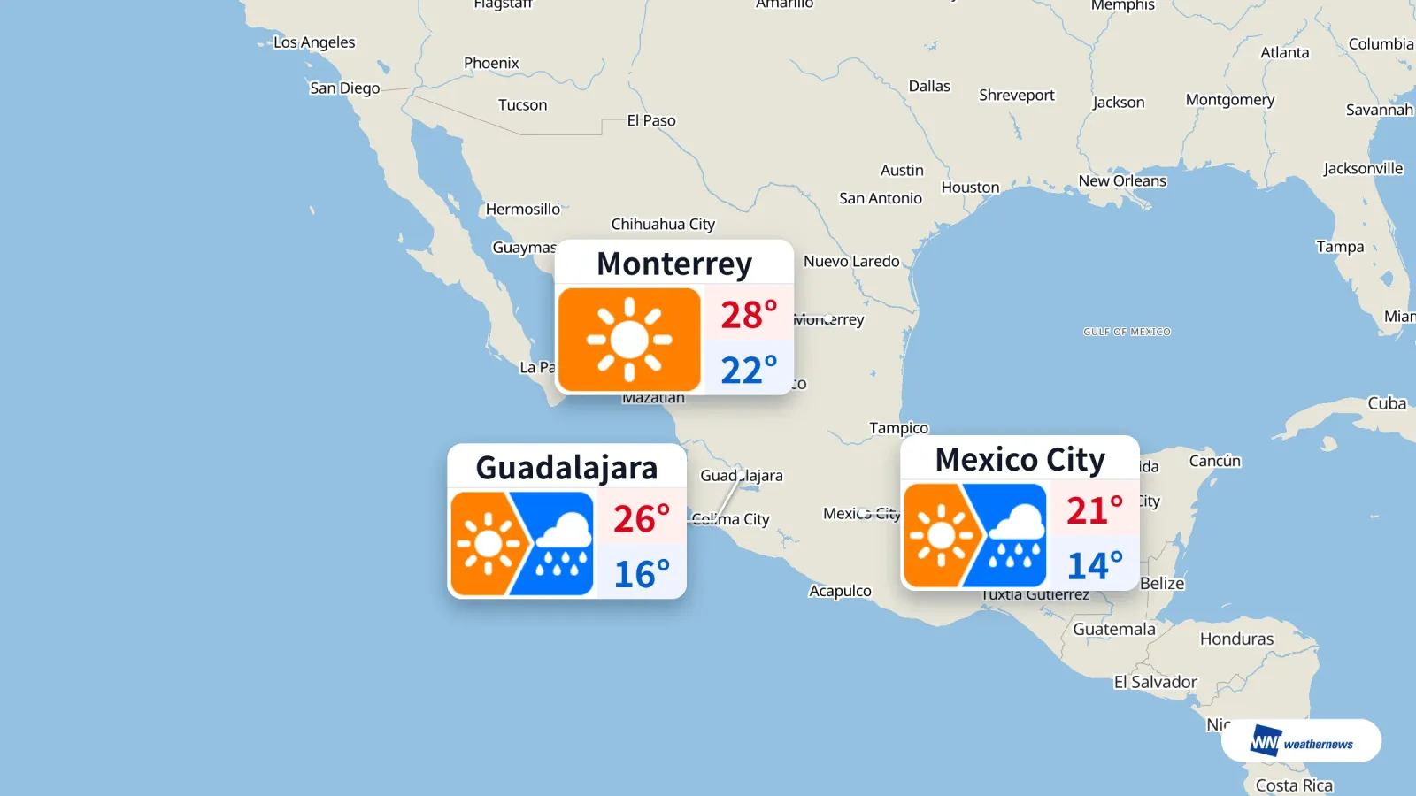 Hari ini di Mexico: hujan di ibu kota dan Guadalajara, cerah di Monterrey