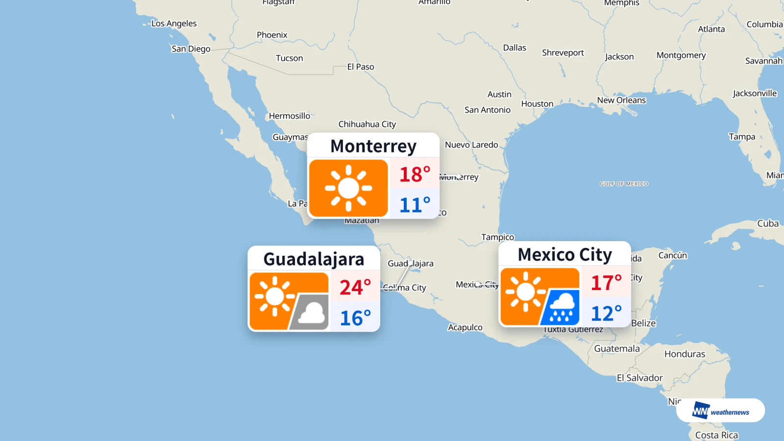 Aujourd’hui au Mexique : pluie tôt dans la capitale et soleil à Monterrey