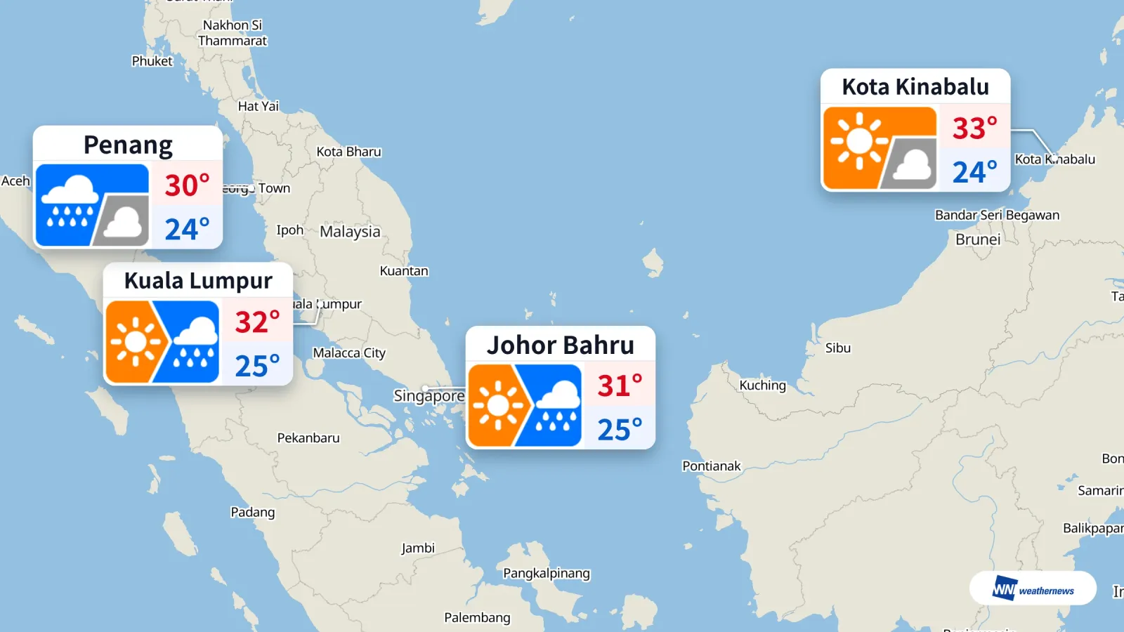Hujan Diperkirakan Turun di KL, Pulau Pinang, dan JB Hari Ini