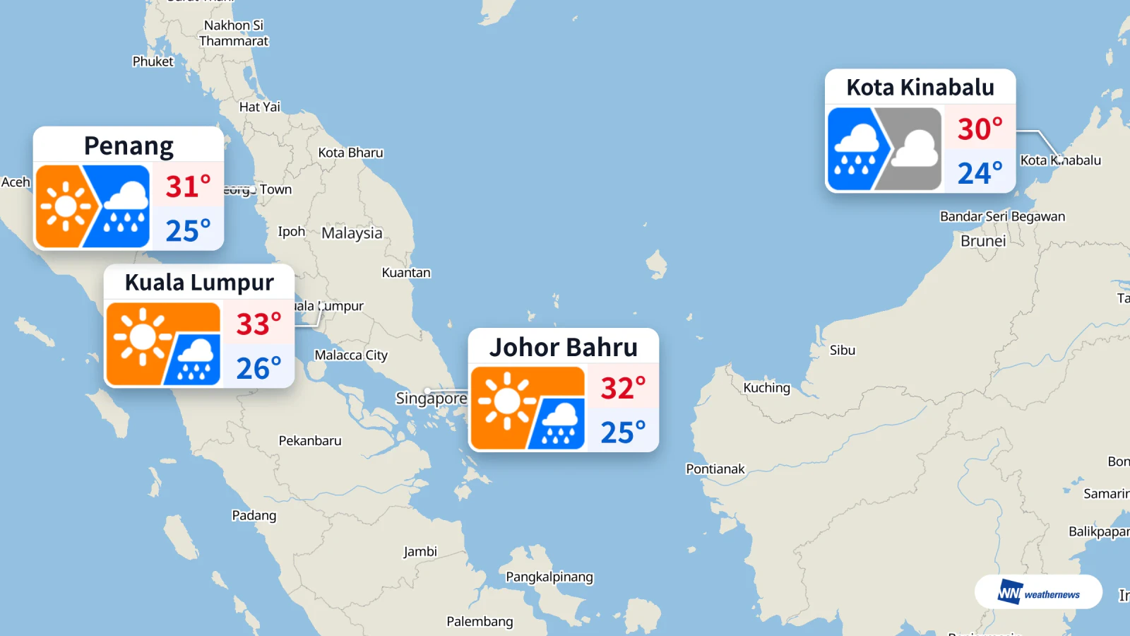 Cuaca hari ini: KL hujan petang, Kota Kinabalu hujan pagi