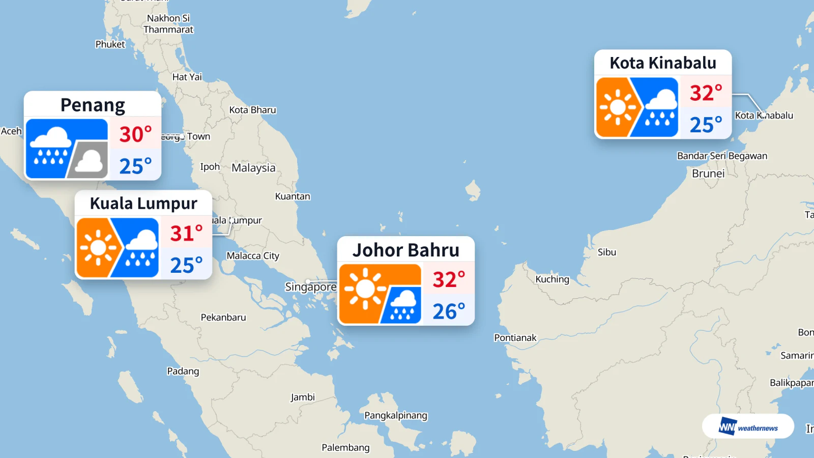 Météo aujourd’hui : pluie à Kuala Lumpur à midi, Penang sous la pluie dès le matin