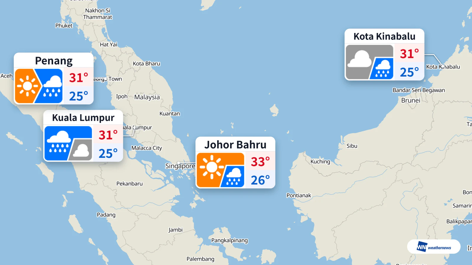 Cuaca hari ini: Kuala Lumpur hujan, Penang cerah kemudian hujan