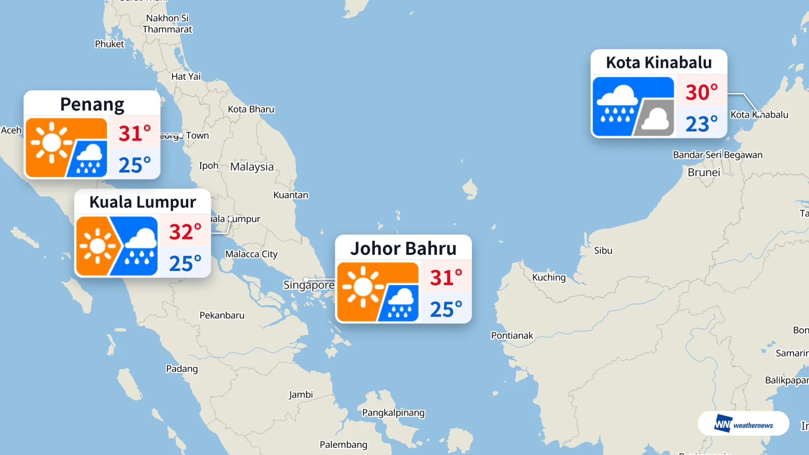 Cuaca Hari Ini, 31 Oktober: Hujan Sore di Kuala Lumpur, 32°C