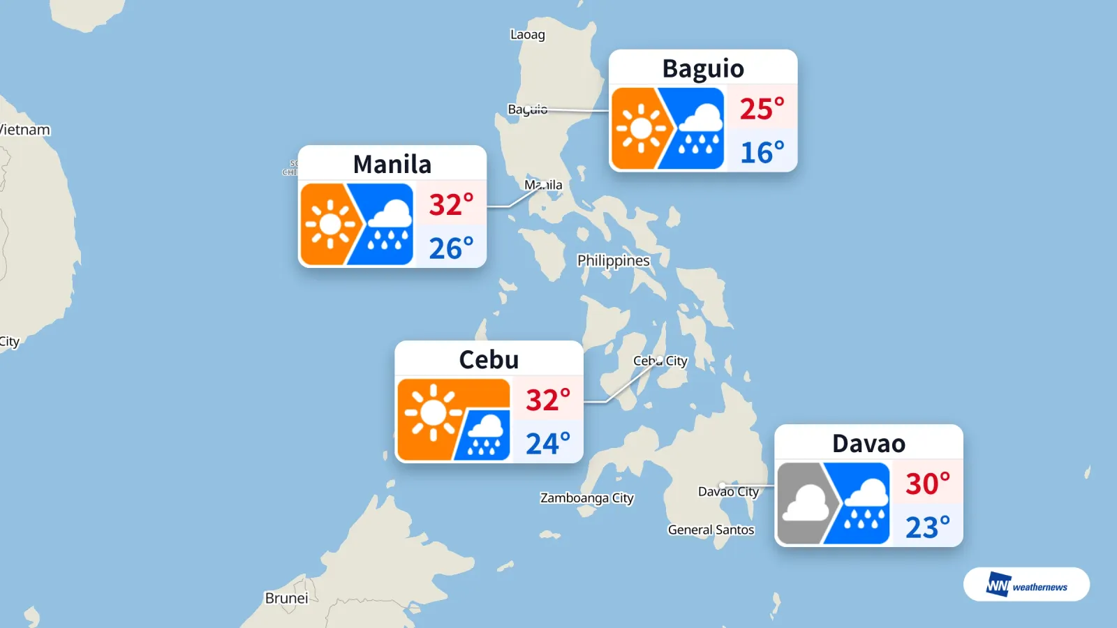 Manila, Cebu, Davao dan Baguio Diramal Hujan pada 13 September