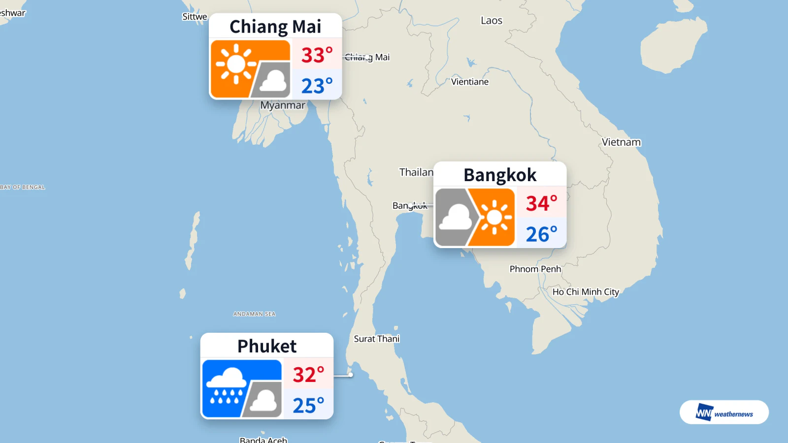 Today's weather, Oct. 12: Intermittent rain in Phuket; sunny in Bangkok