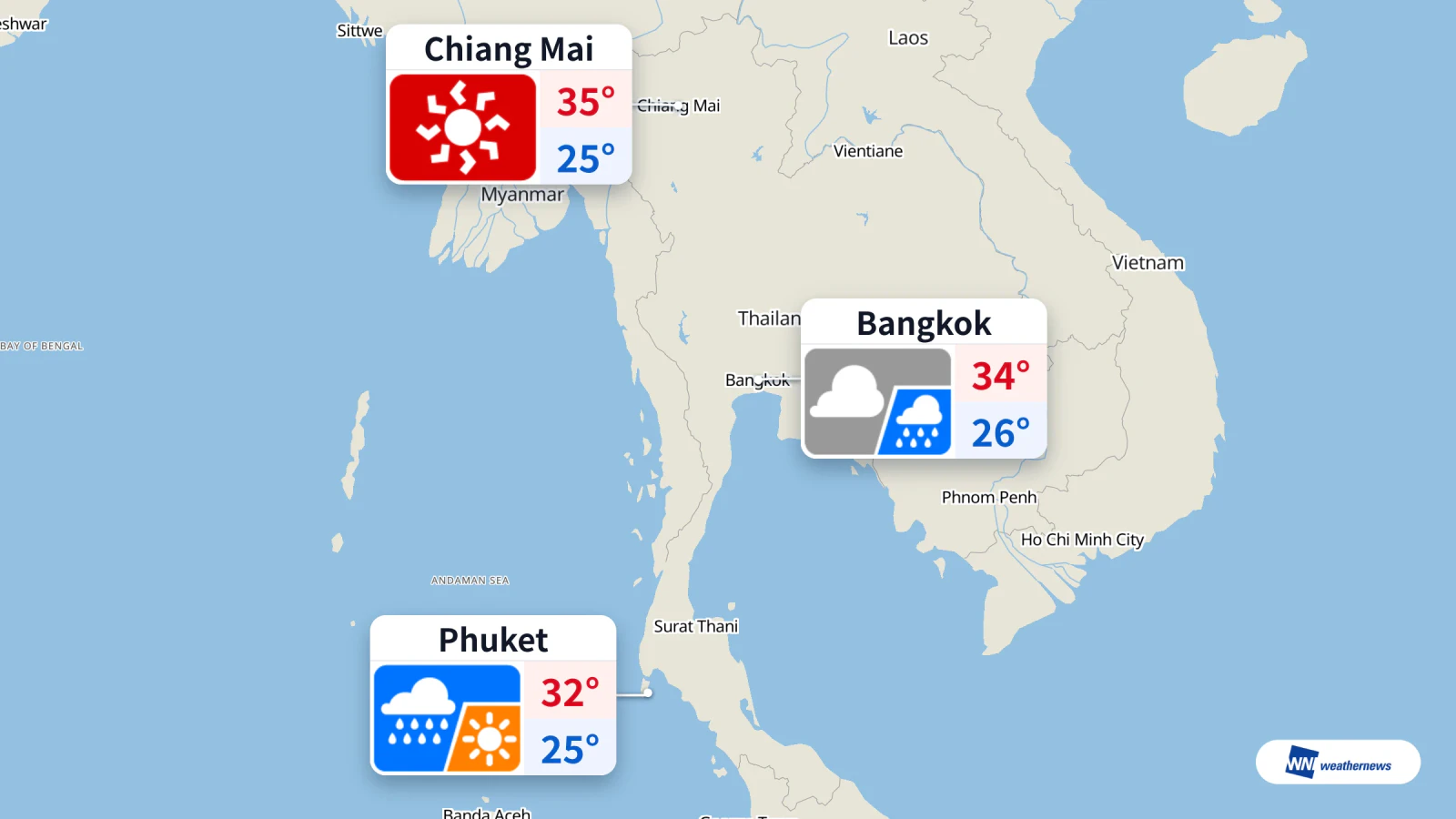 พยากรณ์อากาศวันนี้ กรุงเทพฯ ฝนตกบางเวลา เชียงใหม่ร้อนจัด ภูเก็ตฝนตก