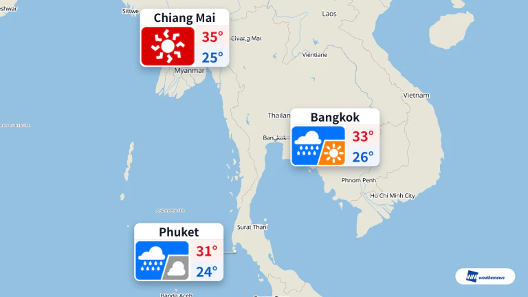 วันนี้ กรุงเทพฯ มีฝน เชียงใหม่ร้อนจัด ภูเก็ตฝนตกหยุดบางเวลา