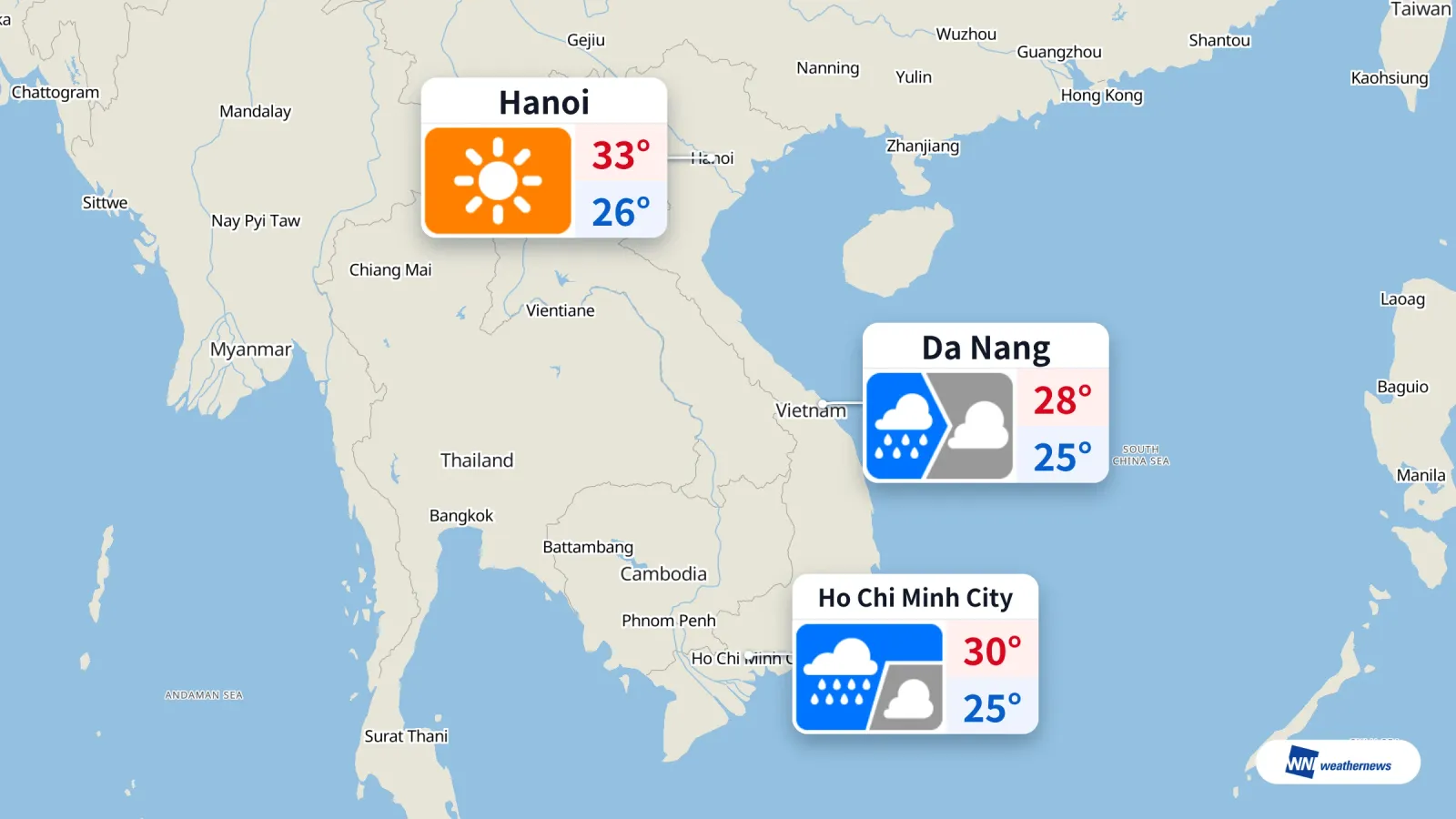 今日の天気 9月21日:ホーチミン市は雨、ハノイは大気汚染が深刻