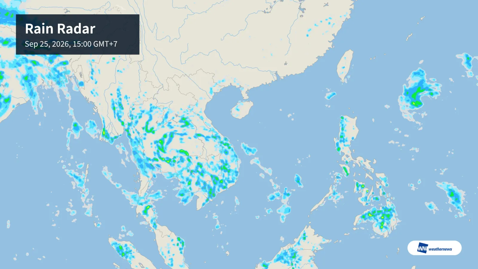 สภาพอากาศวันนี้ 25/9: นครโฮจิมินห์มีฝนช่วงกลางวัน ฮานอยแดดจัดและอากาศร้อน