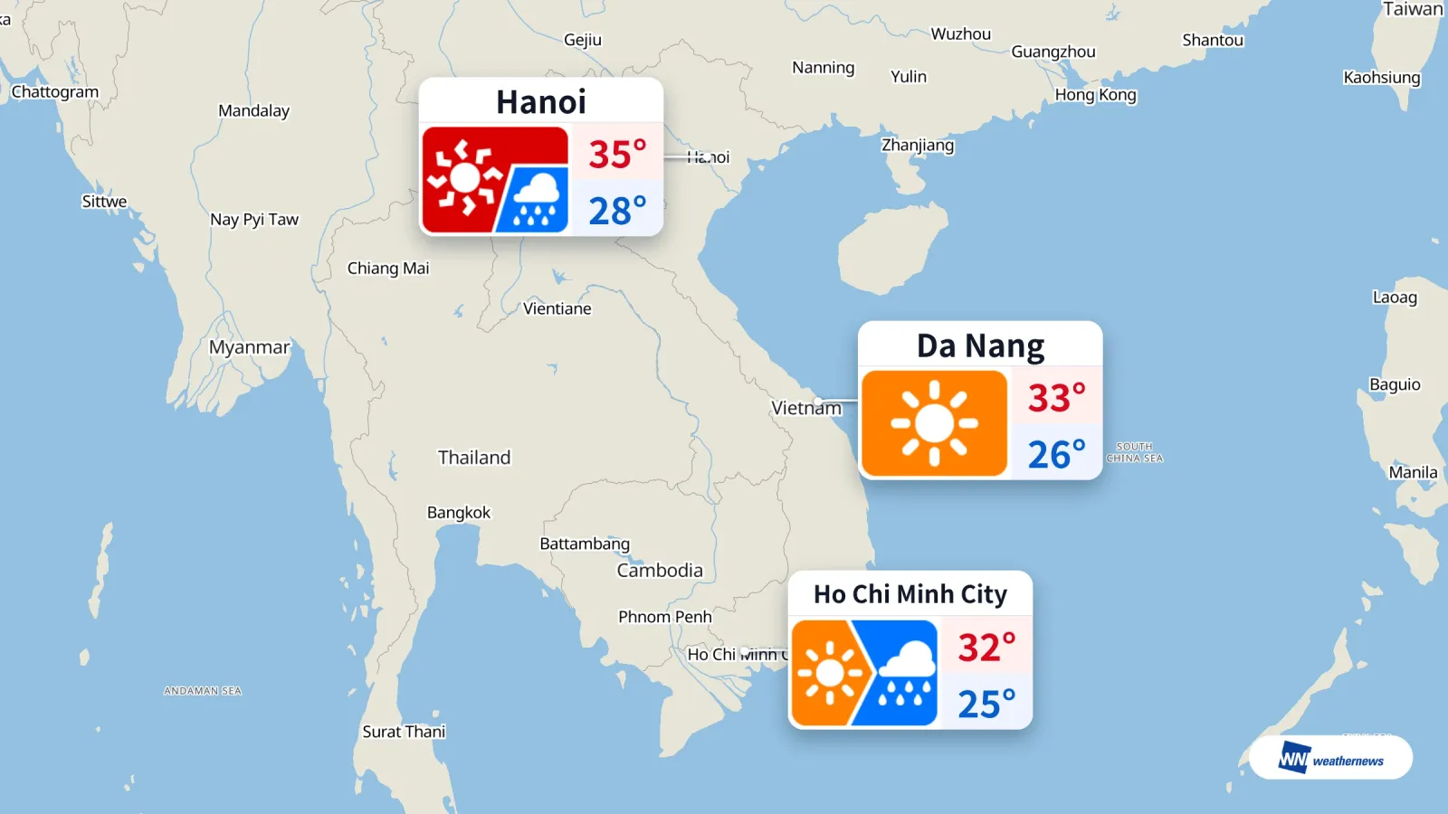 วันนี้ 1/10: โฮจิมินห์ซิตีมีฝนตั้งแต่ช่วงบ่าย ฮานอยร้อนสลับฝน