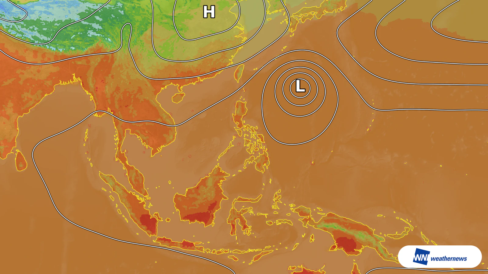 El aire cálido elevará la temperatura en Manila, Filipinas, hasta 35 °C