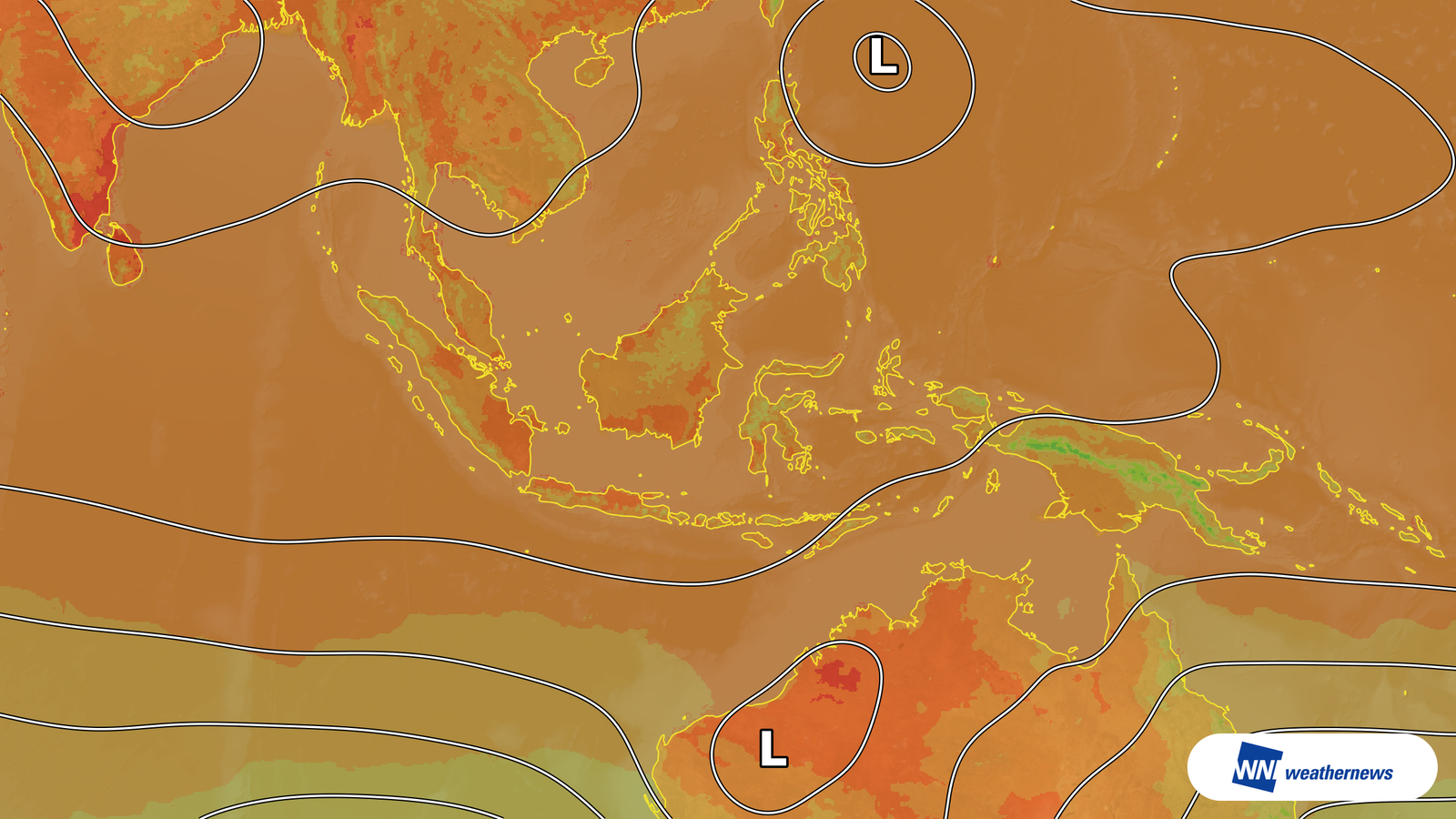 Sinaran matahari yang kuat, Surabaya di Indonesia dijangka mencecah 35°C