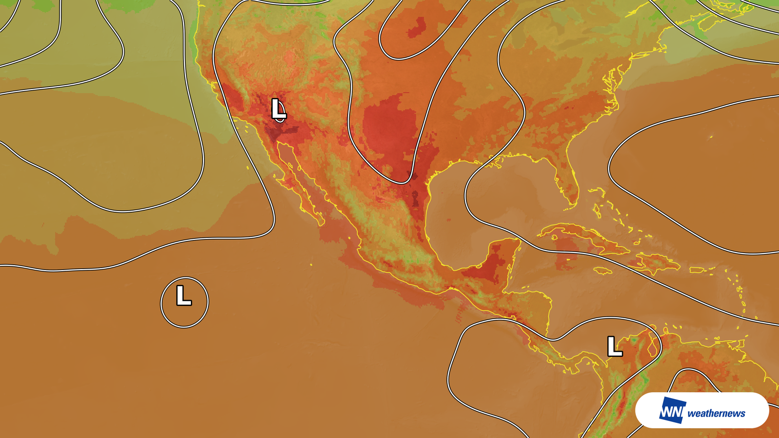 暖かい空気でメキシコ・Monterrey は37℃予想