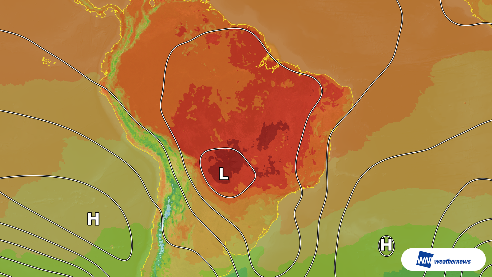 暖かい空気でブラジル・ブラジリアは35℃予想