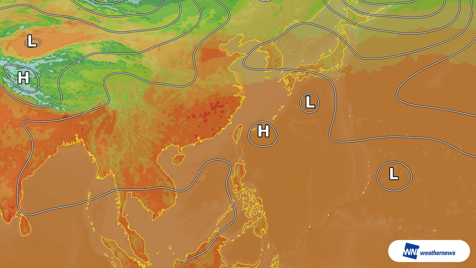 상공의 고기압으로 대만·타이베이 35℃ 예상