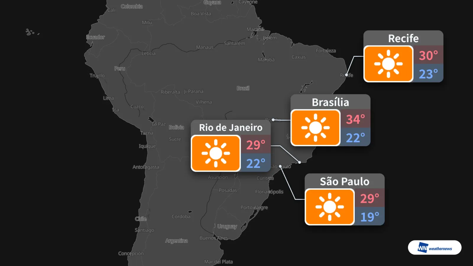 Esok, Isnin (21/09): cerah di SP, Rio, Brasília dan Recife