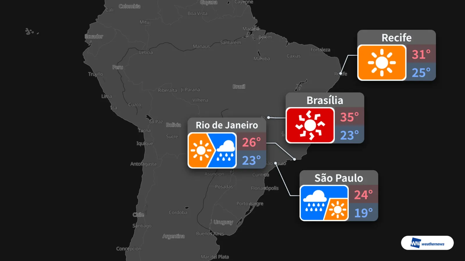 Esok, 1/10: hujan di São Paulo dan Rio; cuaca panas di Brasília