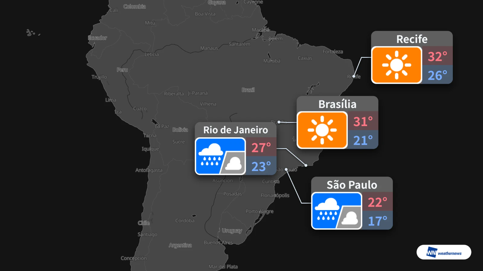 Besok (25/10): Hujan di São Paulo dan Rio, cerah di Brasília