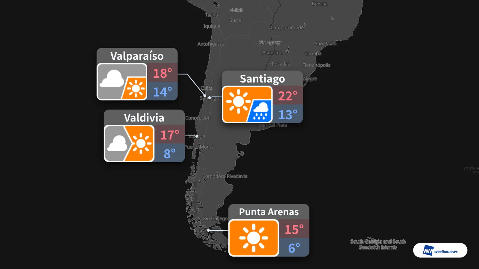 Tomorrow, Saturday, October 31: Afternoon rain in Santiago