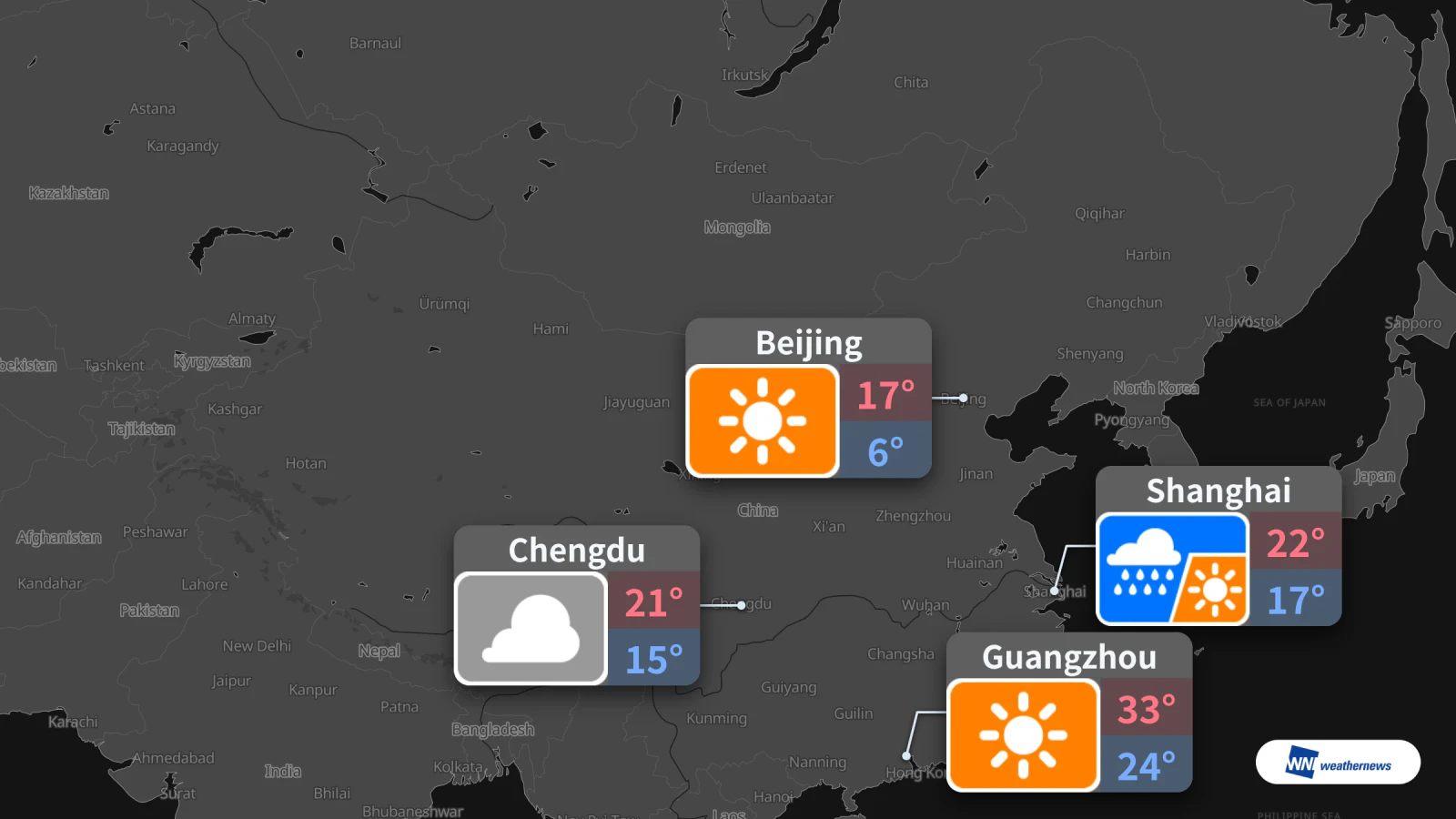 Mañana, lluvia en Shanghái y cielo despejado en Pekín; pronóstico para Guangzhou y Chengdu