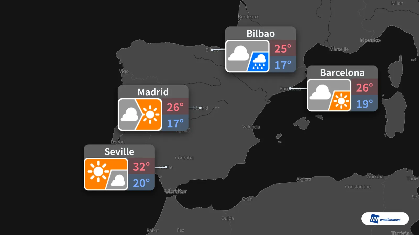 Cuaca di Spanyol untuk besok, Rabu, 30 September