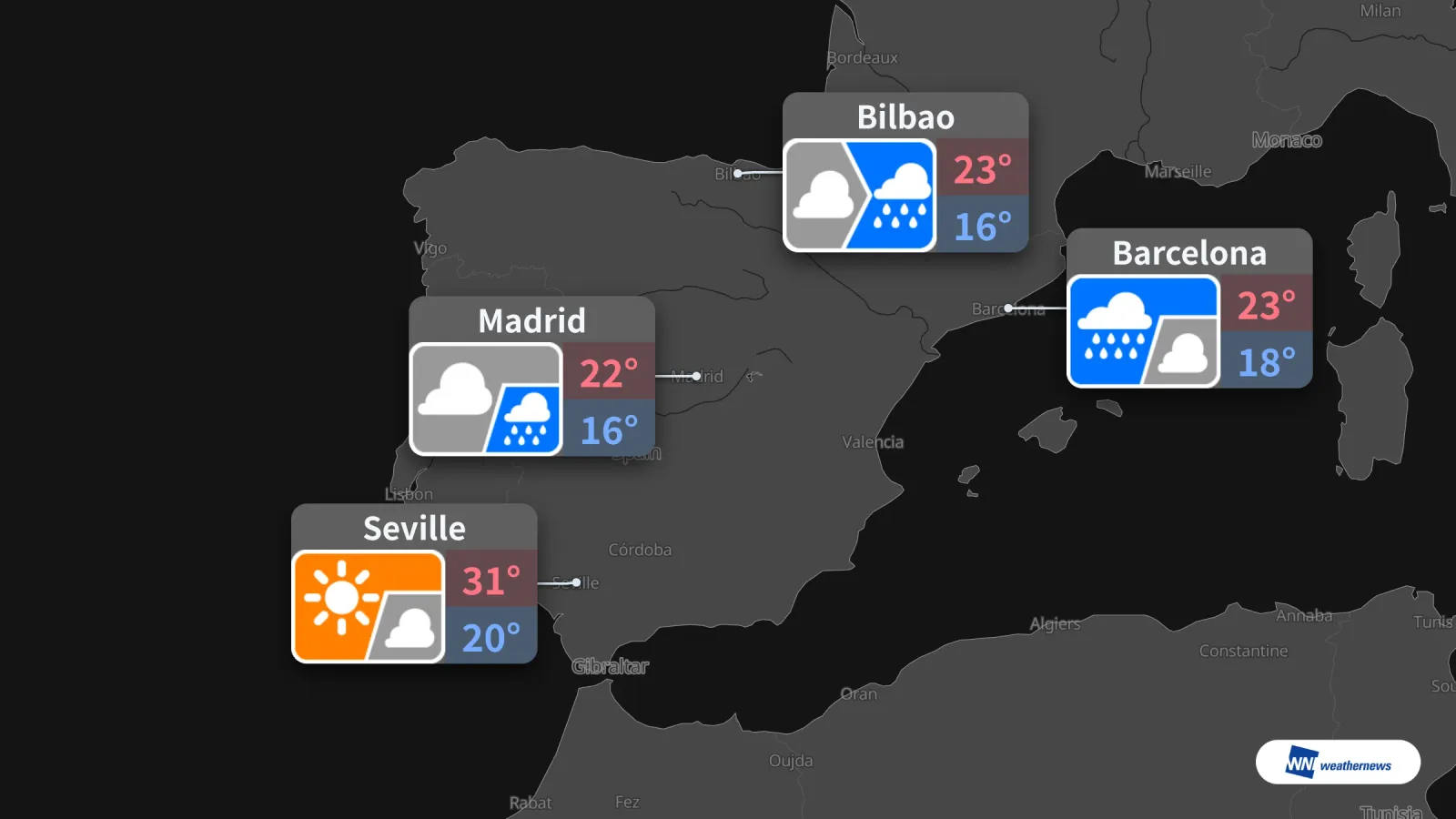 Esok, Sabtu 3 Oktober: Hujan di Madrid, Barcelona dan Bilbao