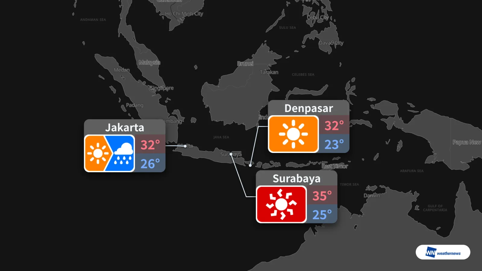 พยากรณ์อากาศพรุ่งนี้ วันพฤหัสบดีที่ 1 ตุลาคม: จาการ์ตามีฝนช่วงบ่าย สุราบายาร้อนจัด