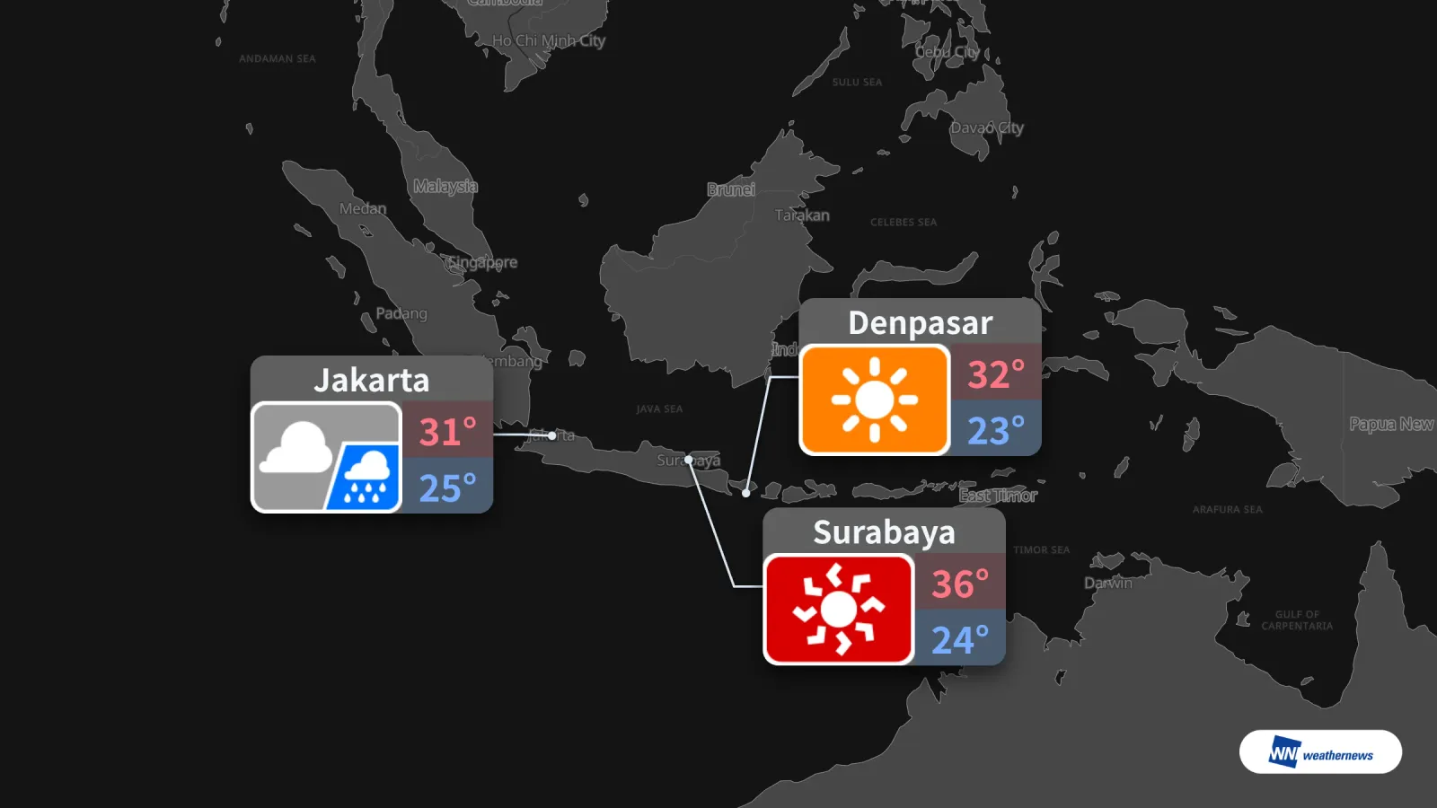 Météo de demain, samedi 3 octobre : pluie à Jakarta, chaleur à Surabaya