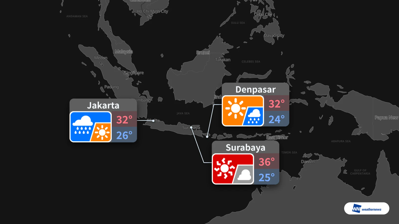 El tiempo mañana, 29 de octubre: lluvias en Yakarta y calor extremo en Surabaya