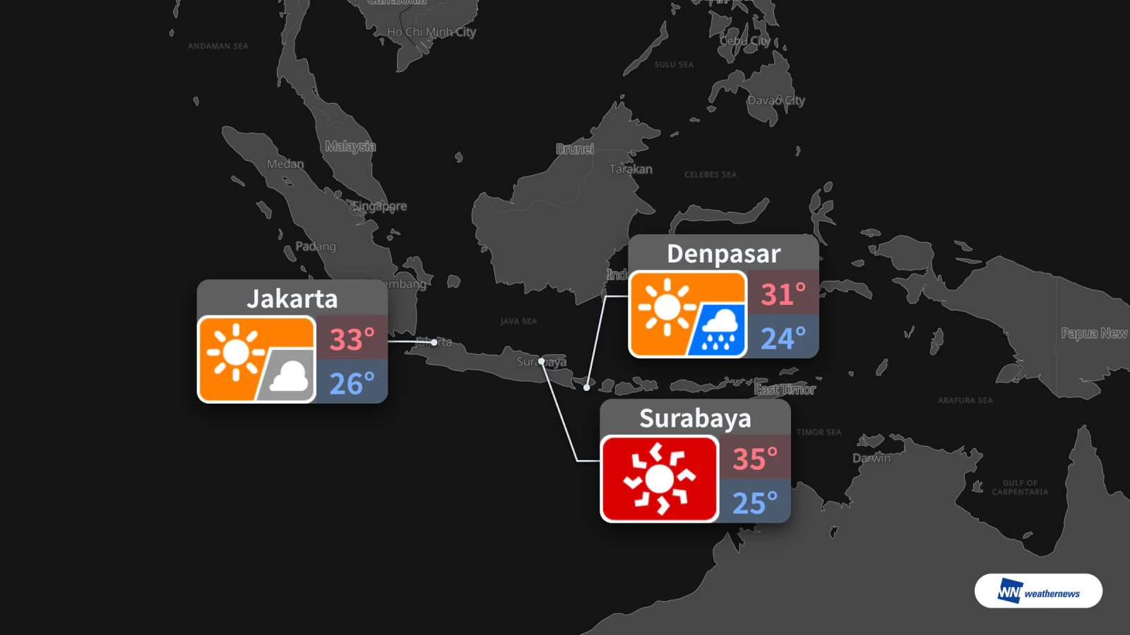 Météo de demain, dimanche 1er novembre : risque de pluie l’après-midi à Denpasar