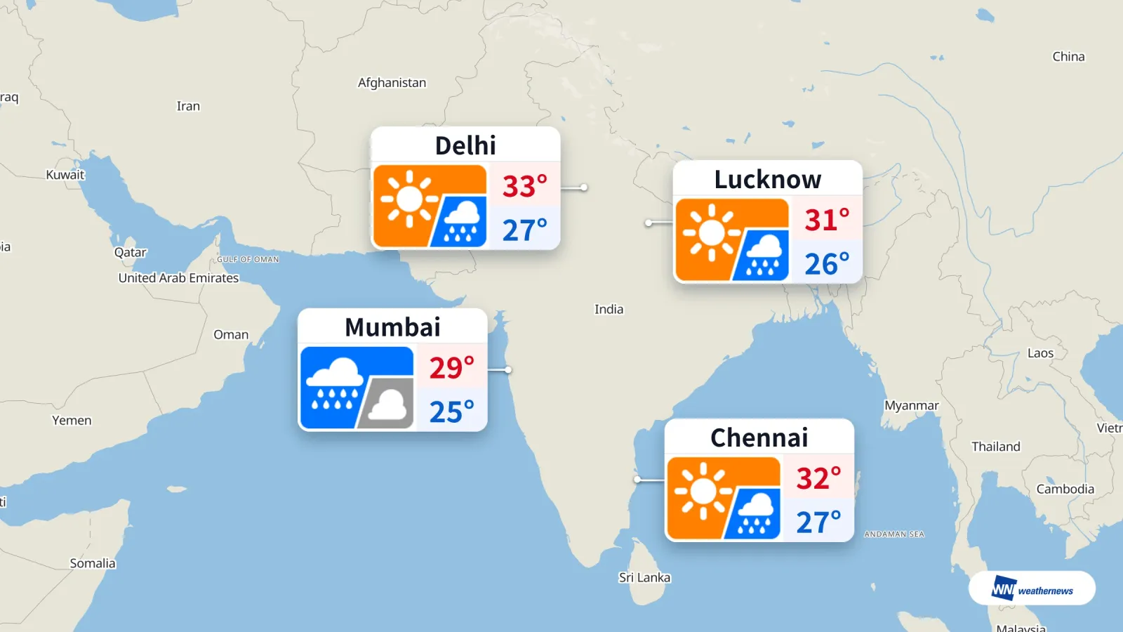 Senin, 14 September: Cuaca Cerah dan Hujan di Delhi, Chennai, Lucknow, Mumbai