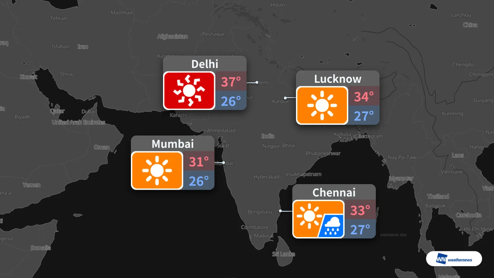 Previsão de amanhã: calor em Delhi, chuva em Chennai, sol em Mumbai e Lucknow