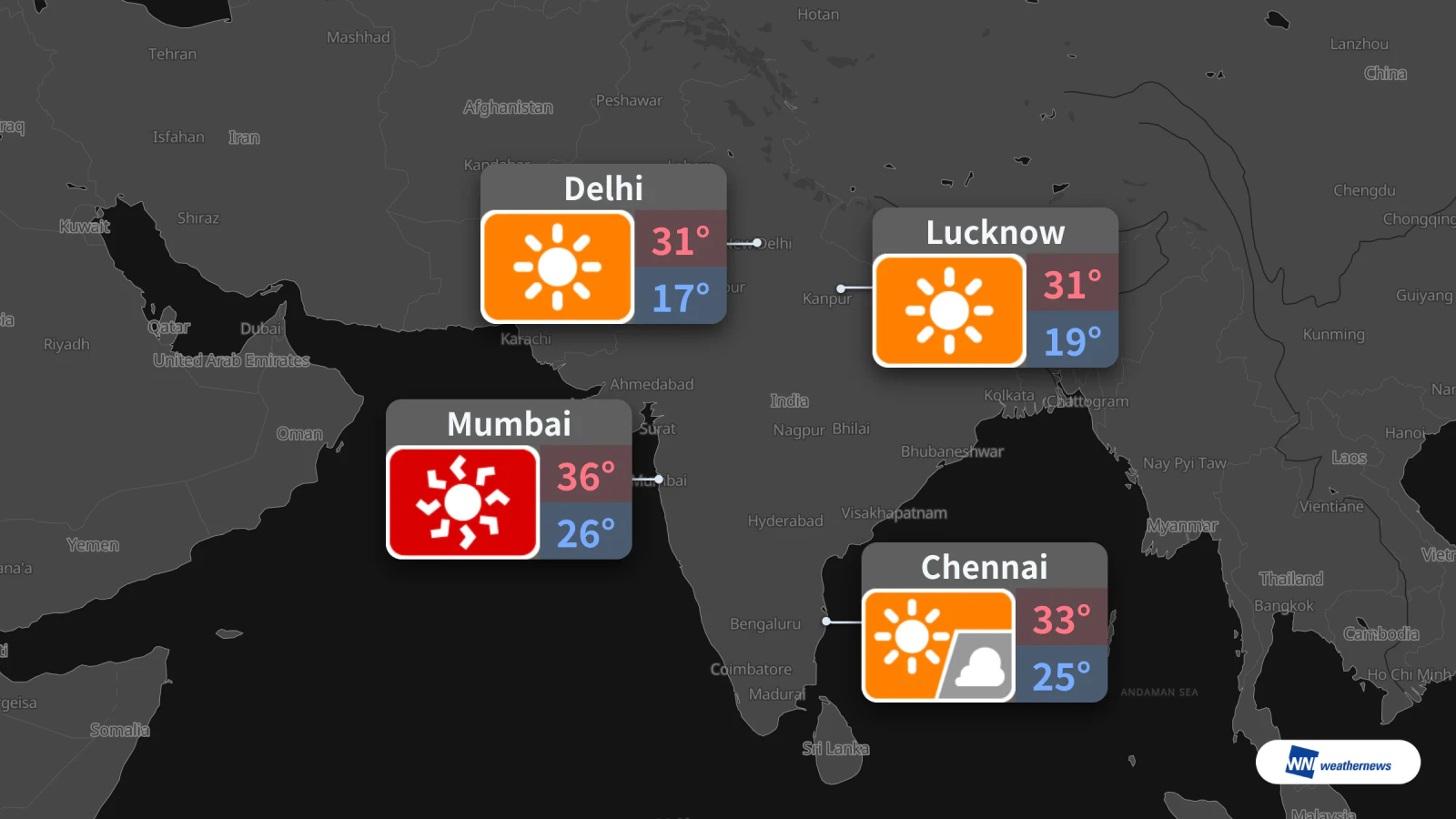 Demain, mardi 27 octobre : soleil à Delhi, chaleur extrême à Mumbai