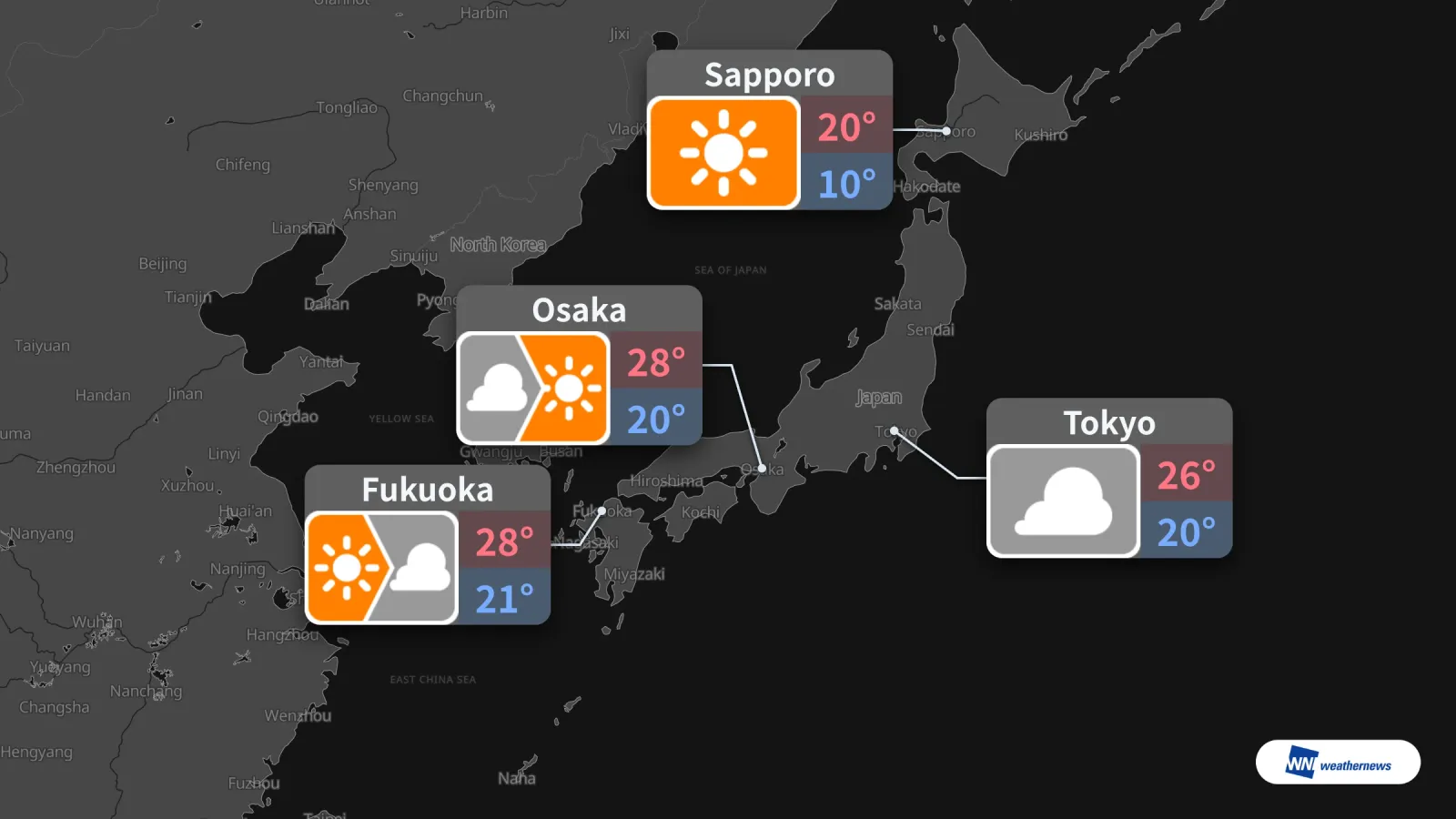 Esok, 25 Sept.: Tokyo Berawan, Matahari dan Awan di 3 Bandar