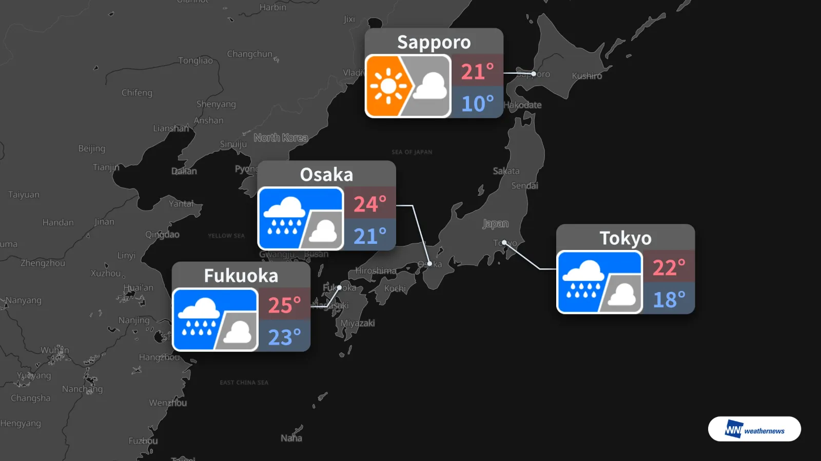 Prakiraan Besok: Hujan Diperkirakan Turun di Tokyo, Osaka, dan Fukuoka pada 26 September