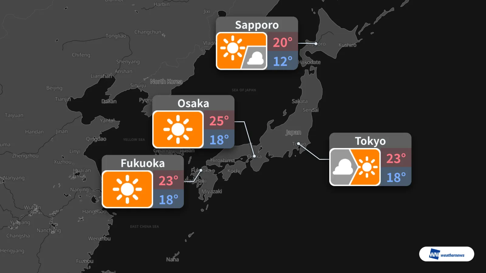 Esok, 7 Okt: Tokyo mendung sebelum cerah; Osaka dan Fukuoka cerah