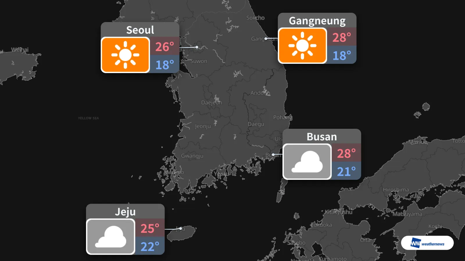 Esok, Seoul dan Gangneung dijangka cerah; Busan dan Jeju mendung