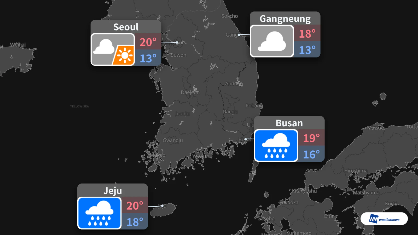 Demain 24, ciel nuageux à Séoul ; pluie prévue à Busan et sur l’île de Jeju