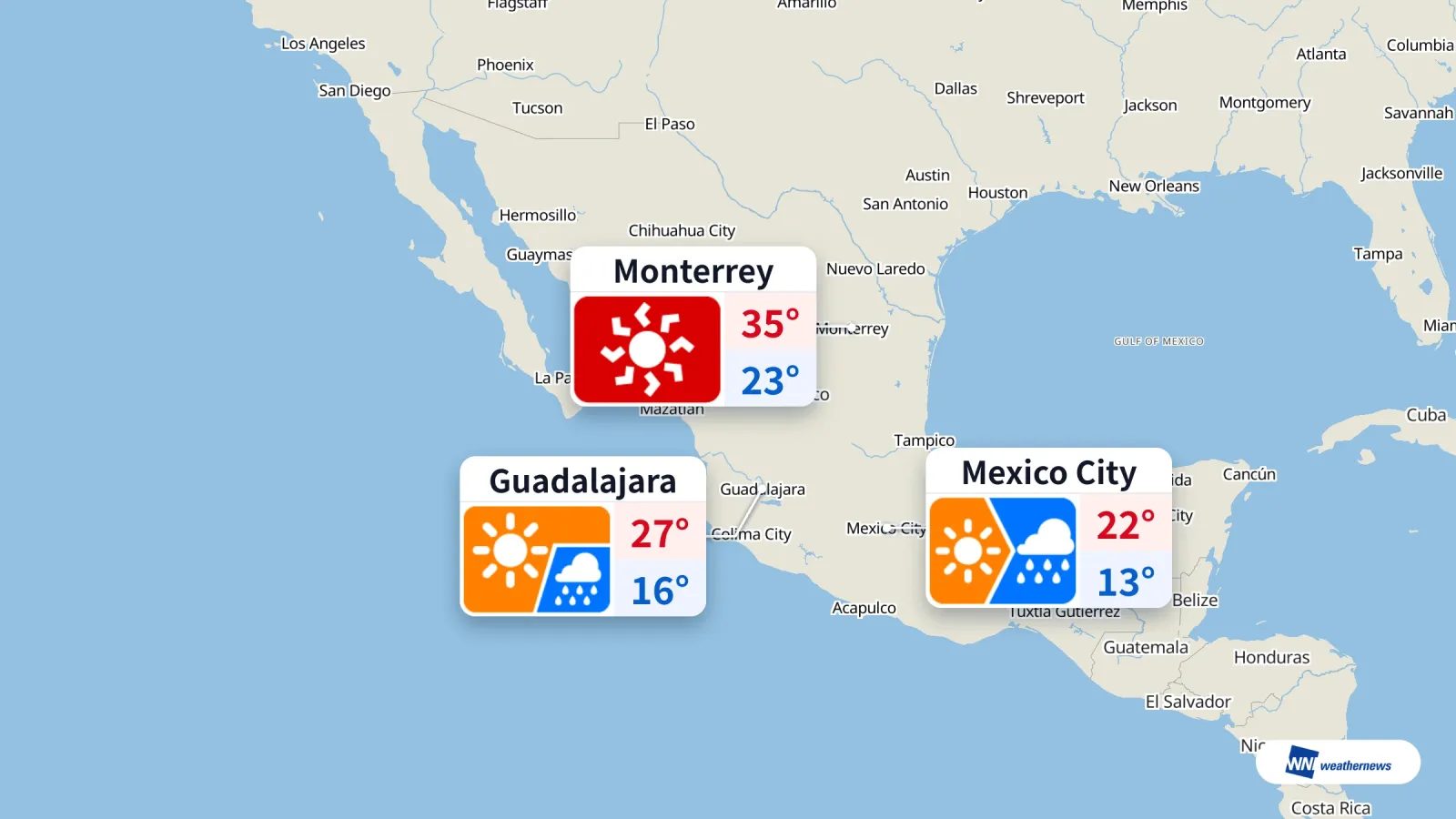 Thời tiết ở Mexico, thứ Hai 14 tháng 9: mưa và nắng nóng cực đoan